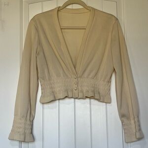 1970s Vintage Elegant Cream Women's crop cardigan
